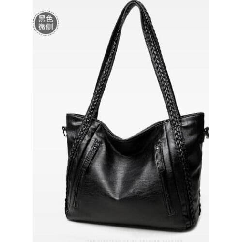 Brand high quality soft leather large pocket casual handbag womens handbag shoulder bag large capacity handbag