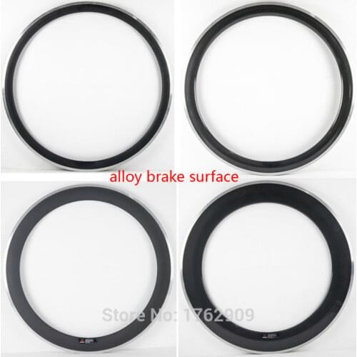 1Pcs New 700C 38 50 60 80mm clincher rims Road bike 3K UD 12K carbon fibre bicycle wheels rim with alloy brake surface Free ship