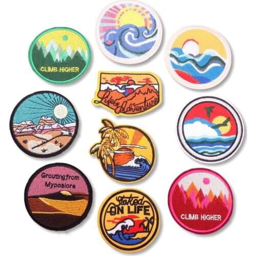 10 pcs Sunrise and sunset Series For Ironing on Embroidered Patches For Hat Jeans Sticker Sew-on DIY Clothes Iron Patch Applique