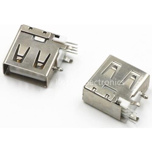10pcs USB Type-A Female PCB Mount Socket Connector High Quality Vertical Usb A Female Socket Jack Connector 90 degree