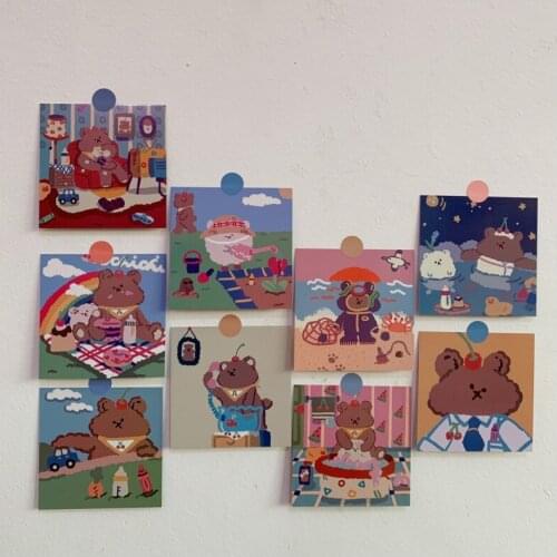 6/9/12 Sheets Cute Cartoon Bear Decoration Cards Photo Props Wall Stickers Journal Memo Pad Kawaii Stationery No Stickiness