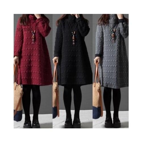 2021Hot New Turtleneck Loose Large women Dresses Fall Winter Maternity Clothes Thick Pregnant Women Lactation Vestido Plus Size