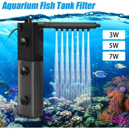220V 3in1 aquarium fish tank filter aquarium internal filter submersible pump fish tank oxygen spray tool 3W / 5W / 7W