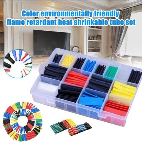 Hot 580pcs Heat Shrink Tubing Sleeving Wrap Tube Cable Wire Kit 2:1 Ratio Assortment Cable Sleeves Wiring Accessories Electrical