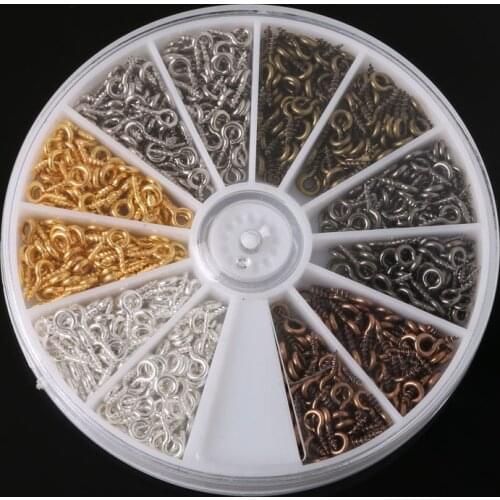 600pcs Small Tiny Mini Eye Pins Hooks Eyelets Screw Threaded Hooks Jewelry Findings BDH053-01MX