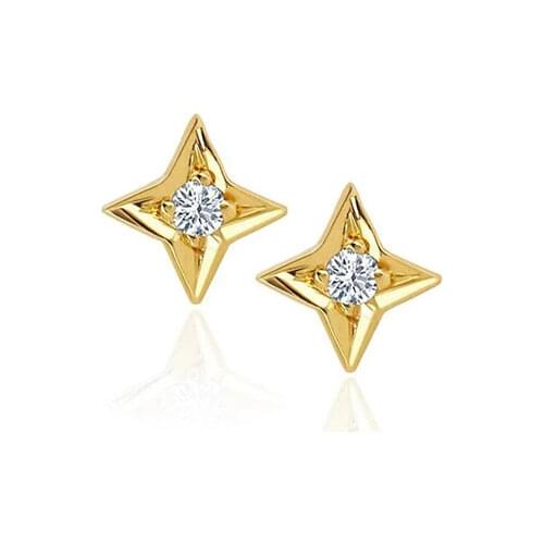CANNER 925 Sterling Silver Puncture Earrings For Women Mini Four-Pointed Star Diamond Huggie Earrings Gold Silver Party Jewelry