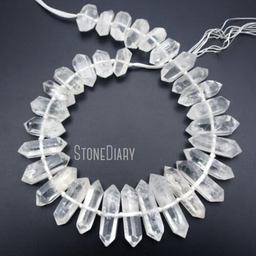 Clear Quartz Nugget Beads Crystal Quartz Double Terminated Point Beads BE18595