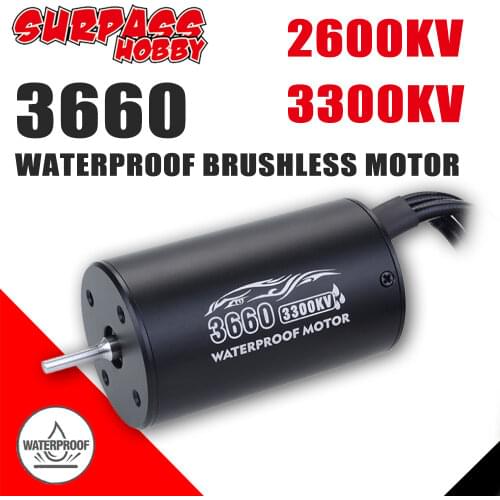 SURPASS HOBBY Waterproof 3660 Sensorless Brushless Motor 3300KV 2600KV for 1/10 RC Car Tamiya Traxxas Axial Redcat Off-road Car