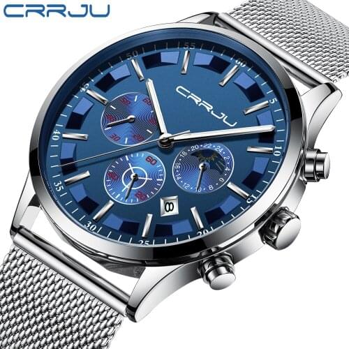 CRRJU Mens Watches Top Brand Luxury Quartz Watch Men Waterproof Sport Watch Fashion Military Clock Male Relogio Masculino