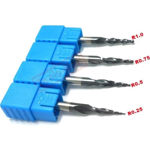 D4*15*50L*2F Tungsten solid carbide Coated Tapered Ball Nose End Mills taper and cone endmills