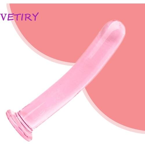 VETIRY Glass Dildo Fake Penis Crystal Anal Plug Butt Plug Vagina Massager G Spot Female Masturbation Sex Toys for Women Men