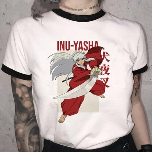 Inuyasha T-Shirts Feudal Demon Tshirts Women Sesshoumaru Higurashi Kagome T Shirt Unisex Anime Cartoon Hip Hop Top Tees Female