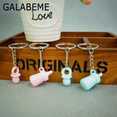 Galabeme 10pair Acrylic Key Chains Baby Bottle Nipple Key Ring Baby Shower Gift Keychain Favor Bag Charm Jewelry Car key Cover