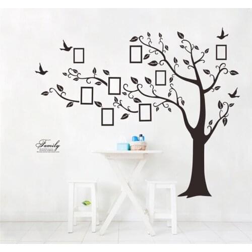 Classical Photo Frame Tree Birds Wall Stickers For Office Living Room Tv Background Home Decoration Mural Art Diy Pvc Wall Decal