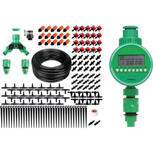 40M Mini Drip Irrigation Kit, Garden Plant Watering Kit with Automatic Irrigation Timer
