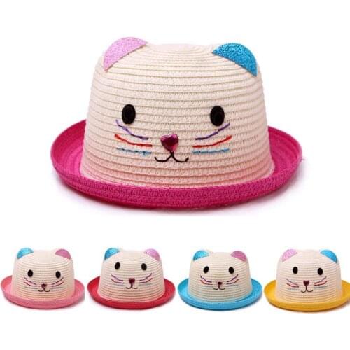 Summer Baby hat Cartoon Children Breathable Hat bonnet baby newborn prop Kids Straw Hats Boy Girls Hat Cap chapeau enfant ete