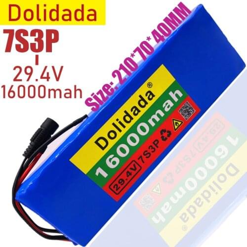 New 24V Battery 7S3P 29.4V 16Ah Li-ion Battery Pack with 20A Balanced BMS for Electric Bicycle Scooter Power Wheelchair
