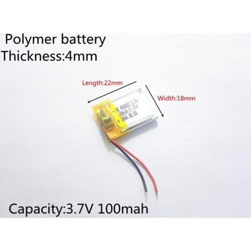3.7V 100mAh 401822 Lithium Polymer Li-Po li ion Rechargeable Battery cells For Mp3 MP4 MP5 GPS PSP mobile bluetooth