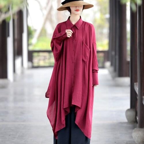 LZJN New Womens Casual Cotton Linen High Low Irregular Hem Plus Size Long Button Down Shirt Dresses