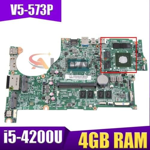 Akemy laptop Motherboard For ACER Aspire V5-573P i5-4200U Mainboard DAZRQMB18F0 SR170 N14P-GT-A2 4GB RAM DDR3