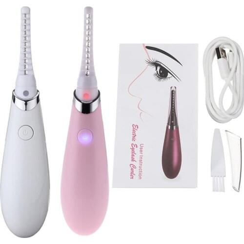 Mini USB Rechargeable Electric Heated Eyelash Women Portable Long-Lasting Electric Ironing Eyelash Curler Device Makeup Tools