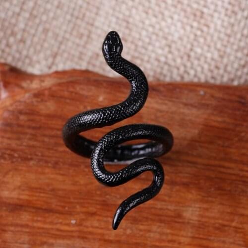 Fashion Rings for Men Women Punk Goth Snake Ring Exaggerated Black Plated Gothic Adjustable Opening Party Gift Jewelry