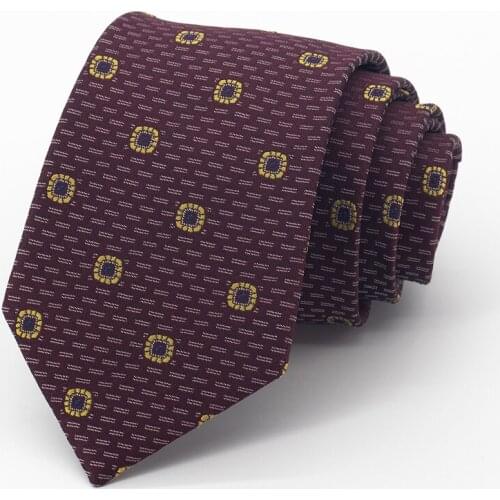 Fashion Wine Red 8CM Tie for Men Mariage Business Dress Office Necktie High Quality Cravate Wedding Gifts With Box
