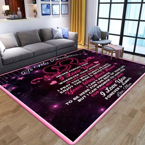Soft Flannel 3D Letter To My Daughter Printed Children Room Carpets non-slip Rugs For Bedroom Home Decor Play Crawling Floor Mat
