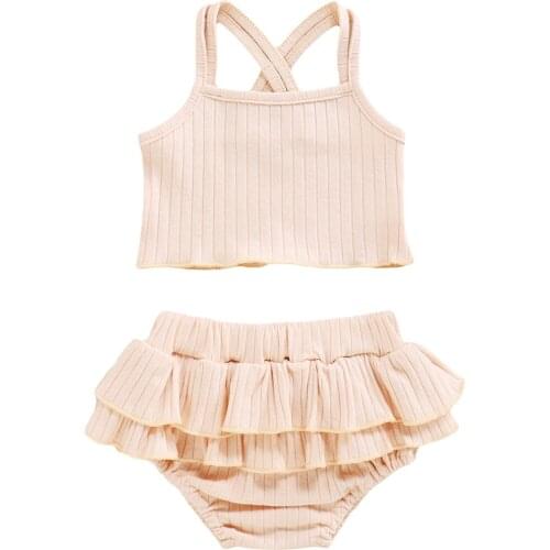 0-24M Tank Shorts Suits Baby Boy Girl Clothes Sets Summer Solid Newborn Girl Clothing Sleeveless Tops + Shorts Outfits