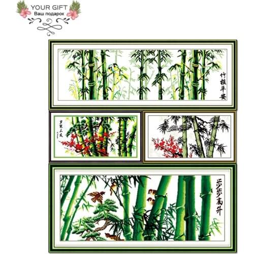 Joy Sunday F002F003(1)(2)F030 Bamboo announcing peace Pine bamboo and plum Promoting to a higher position Cross Stitch