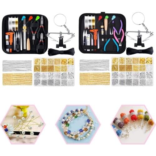 Jewelry Making Supplies Kit with Necklaces Wires and Tweezers Kit Earrings Findings and Repair Tools Kit