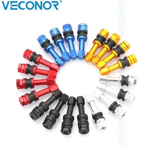 4PCS Bolt-in TR48E TR43E Tire Valve Stems Tubeless Wheel Valves Dust Caps Set High Pressure Car Accessories Red Aluminum Alloy