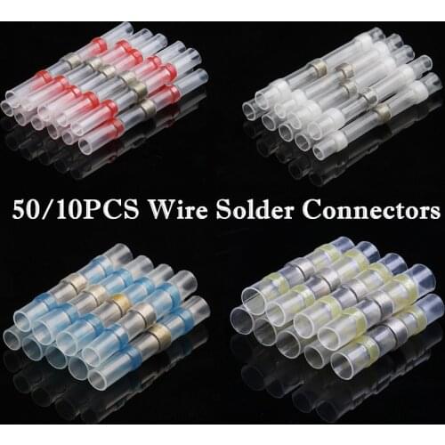 50/25PCS Waterproof Solder Seal Sleeve Splice Terminals Heat Shrink Electrical Wire Butt Connectors Kit Assortment 10-26AWG