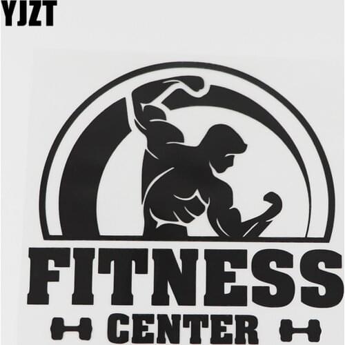 YJZT 14.7CMX13.4CM Gym Fitness Center Bodybuilding Decal Vinyl Car Sticker Black/Silver 8A-0691