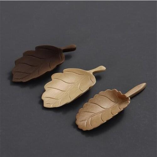 Vintage Leaf Shape Tea Spoon Teaspoon Bamboo Tea Spoon Natural Bamboo Tea Set Elegant Bamboo Tea Set Accessories Coffee Scoops