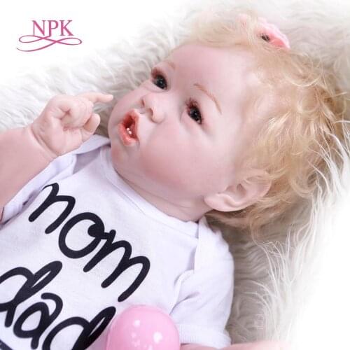 NPK 56CM Can bathe collectibles rebborn baby doll soft full body silicone 100% hand-made detailed painting