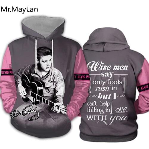 Singer The King Elvis Presley 3D Hoodies Men/women Hipster Streetwear Outfit Spring Boy Hiphop Hood Sweatshirts Tops Clothes S-3