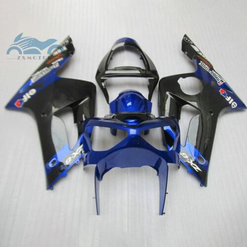 Custom Motorcycle fairings kit for KAWASAKI Ninja ZX 6R 2003 2004 Injection fairing kits ZX6R 636 03 04 blue black aftermarket