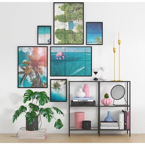 Ocean Tropical Landscape Poster Canvas Painting Nordic Beach Palm Tree Print Wall Art Picture for Living Room Modern Home Decor