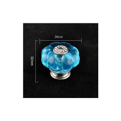 Modern simple fashion furniture Handle Blue acrylic decorative knob Drawer wine cabinet knobs Silver dresser cupboard door pulls