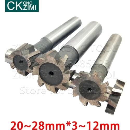 T Slot Milling Cutters for Metal HSS Bit Thickness 3-12mm Diameter 20-28mm Welded carbide straight shank T-type milling cutter