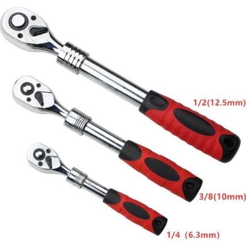 1/4 "3/8" 1/2 "72 Teeth Telescopic Socket Wrench Ratchet Spanner CR-V Quick Release Professional Hand Tools