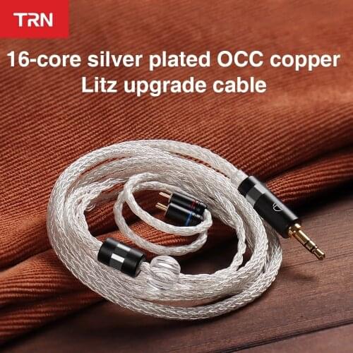 TRN T6 16 Core Earphone Cable Silver Plated Occ Copper Litz /2.5MM/3.5MM With MMCX/2PIN Connector Upgraded Cable For TRN VX V90S