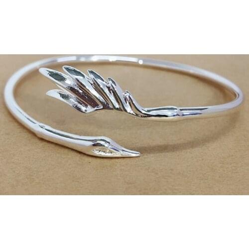 Vintage 925 Sterling Silver Open Angel Wing Adjustable Women Bangles Jewelry