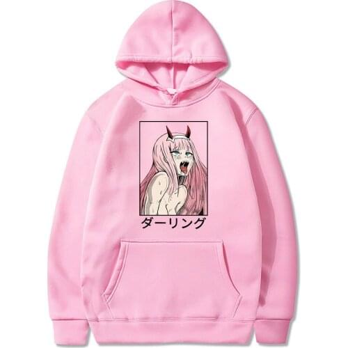Japan Anime Darling In The Franxx Zero Two Hoodies Pullover Men Harajuku Manga Hentai Fashion Winter Casual Oversized Sweatshirt