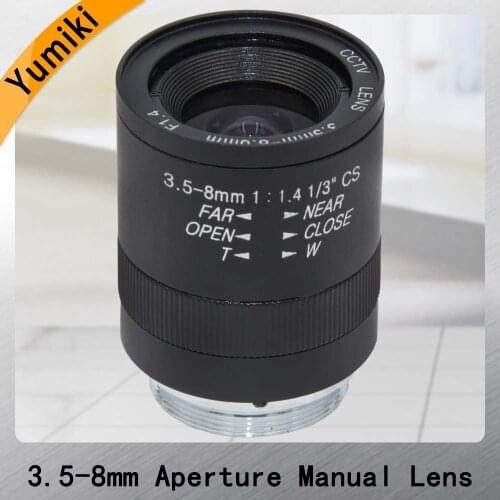 Yumiki 1/3 format 3.5-8mm F1.4 home security box manual iris camera lens 720P for cctv camera