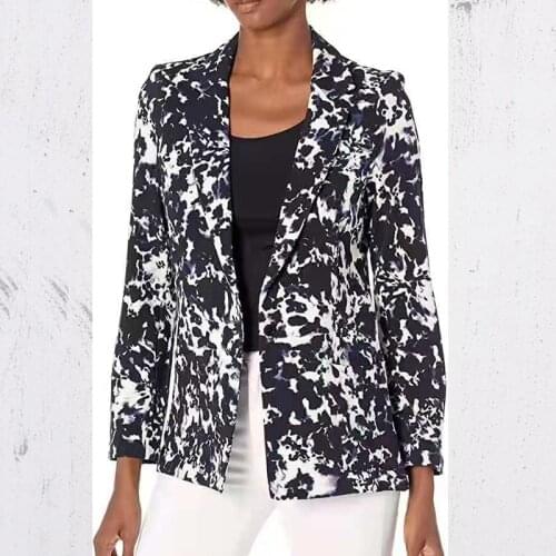 Vintage Print Long Sleeve Blazer Women Jacket Streetwear Fashion 2021 Autumn Plus Size Elegant Casual Lady Coat American Stylish