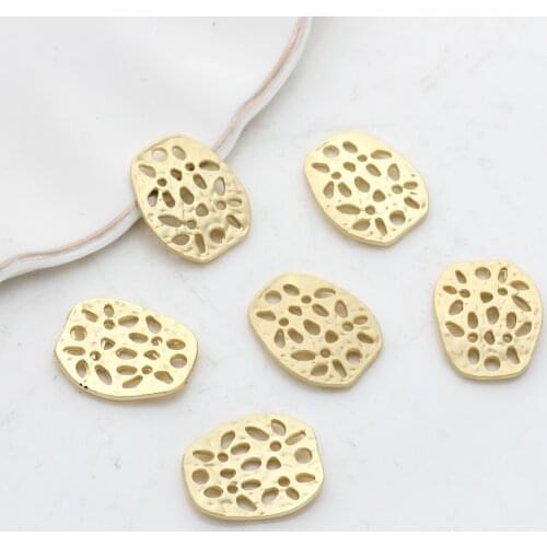 Zinc Alloy Golden Hollow Distorted Geometric Flower Charms Linker Connector For DIY Jewelry Earrings Making Finding Accessories