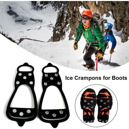 1 Pair Multiple Uses Stainless Steel Shoe Ice Cleats Walk Traction Cleats 8 Spikes Crampons For Boots