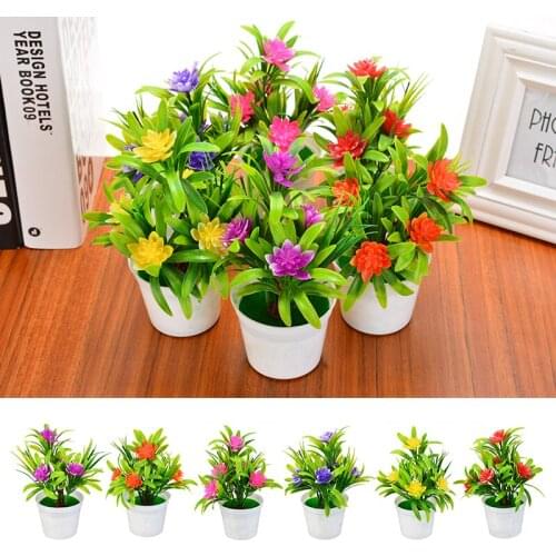 1Pcs 5 Small Lotus Artificial Flowers With Pot Simulation Small Bonsai Decorative Fake Flowers Plants Ornament For Home Desktop